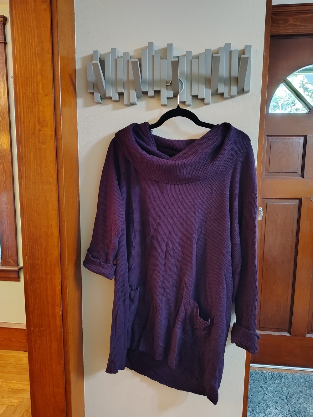INC International Concepts Plum Cowl Neck Tunic Sweater